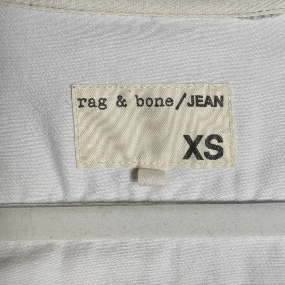 RAG & BONE / JEAN Button Up White Jean Jacket With Gray Hood Size Xsmall - Picture 2 of 16
